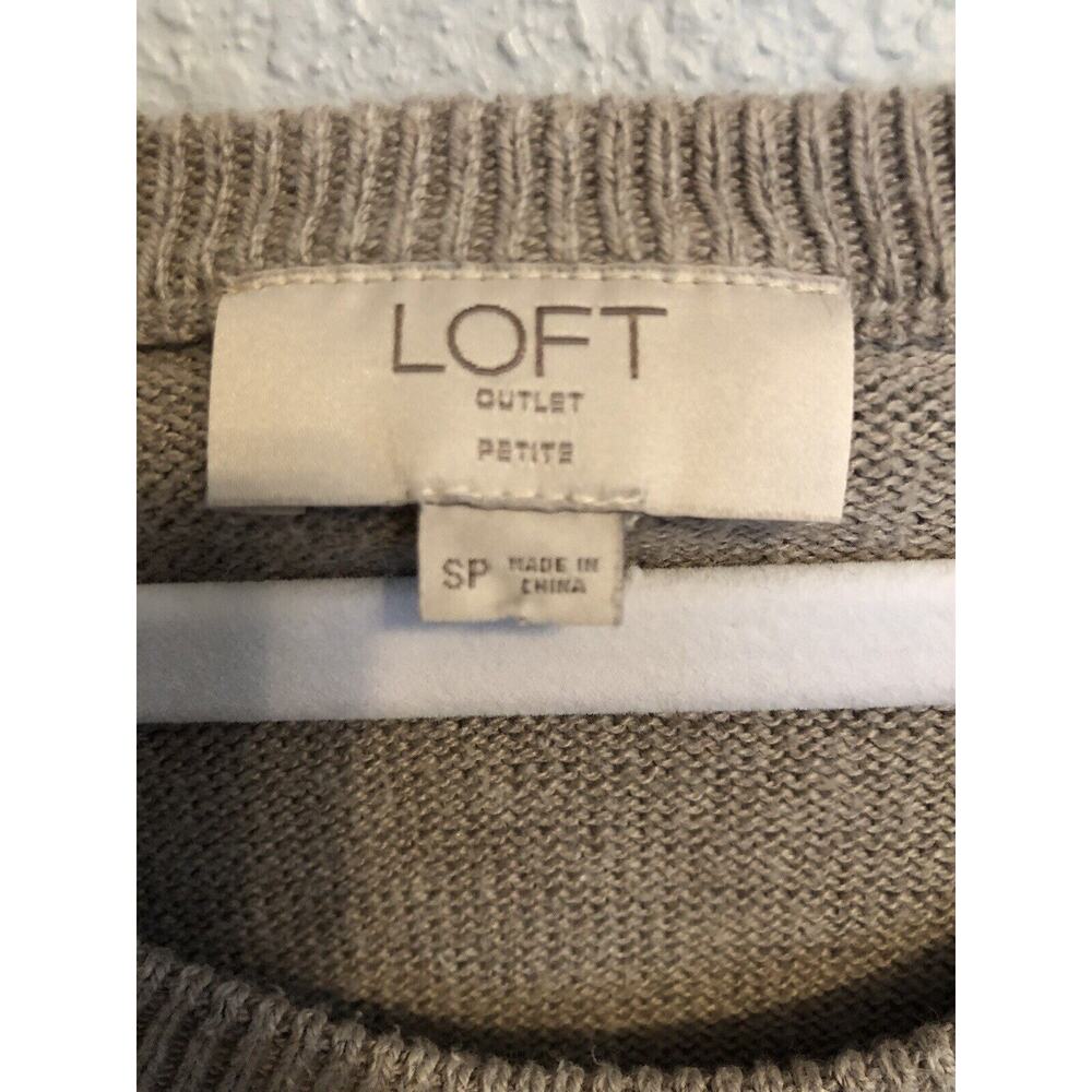 Loft Outlet Womens Top Small Petite Tab Beige Long‎ Sleeve Blouse Cottagecore - Picture 5 of 8